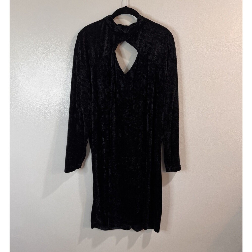 Vintage 90s Maggie Lawrence Crushed Velvet Dress 22 24W Black Cutout Goth Witchy